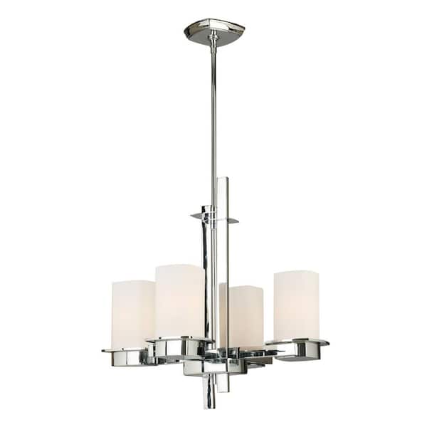 Eglo Vlacker 4-Light Chrome Chandelier with Frosted Opal Glass Shades