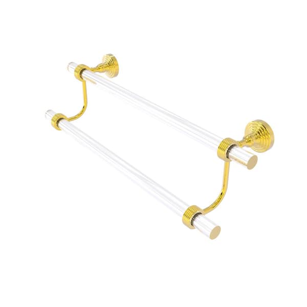 Allied Brass Pacific Grove Collection 30 in. Wall Mounted Double Towel Bar with Groovy Accents in Polished Brass