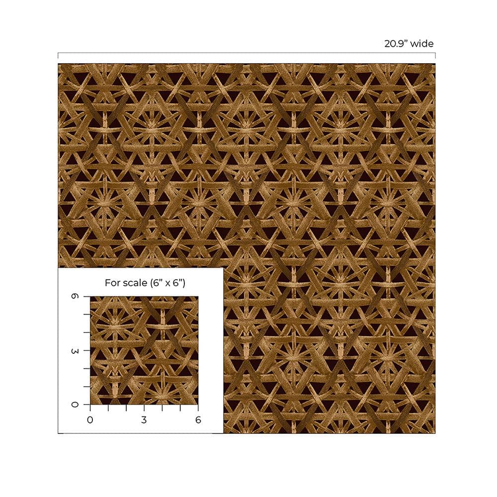 Pecan Rattan Lattice Peel and Stick Wallpaper