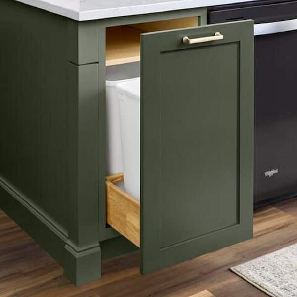 Avondale 18 in W x 24 in D x 34.5 in H Ready to Assemble Plywood Shaker Double Trash Can Kitchen Cabinet in Fern Green