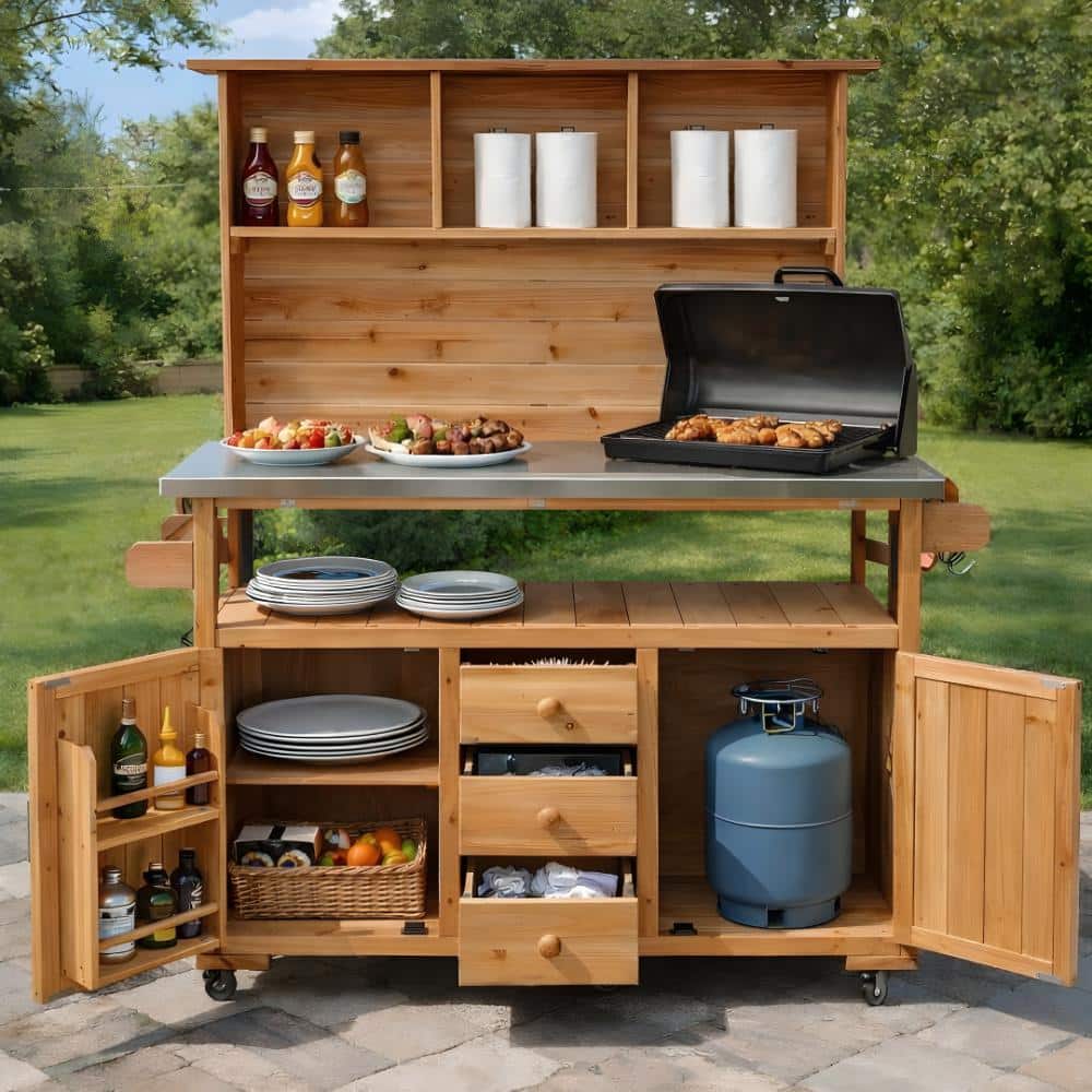 SUNRINX 65 in. H x 47.2 in. L x 19.3 in. W Nature Fir Wood Potting