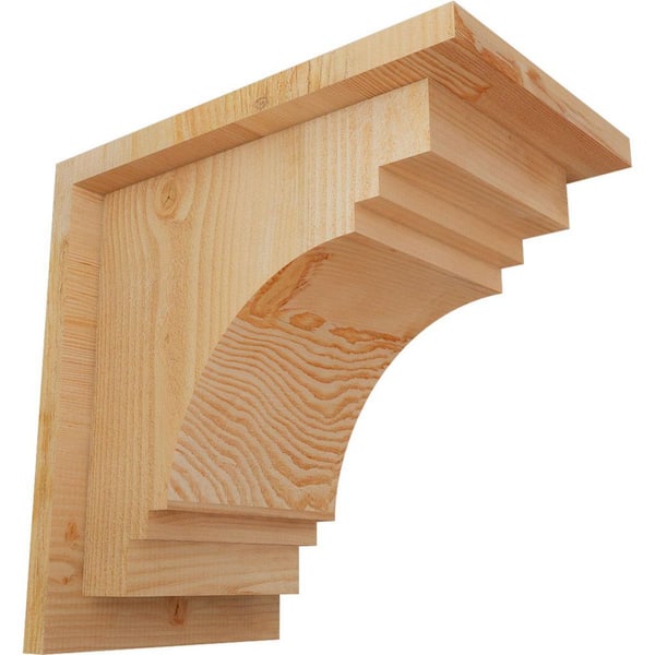 Ekena Millwork 8 in. x 12 in. x 12 in. Douglas Fir Pescadero Rough Sawn Corbel with Backplate