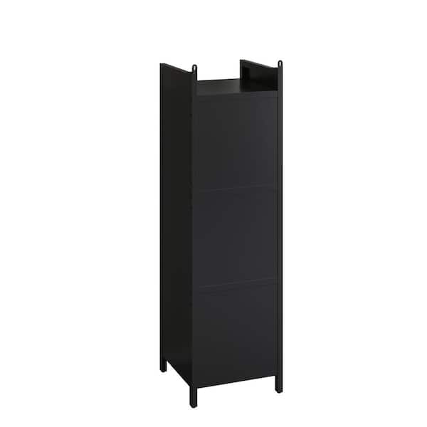 13.78 in. W x 14.17 in. D x 47.24 in. H Metal Black Linen Cabinet with Featuring Four-tier Storage
