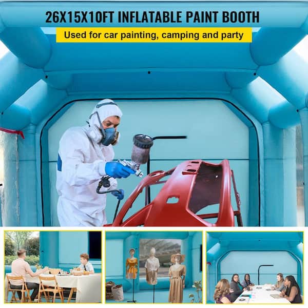 26 x 15 x 10 ft. Portable Inflatable Paint Booth, Car Spray Tent, Upgraded Blow-Up Auto Paint Workstation, Garage Use
