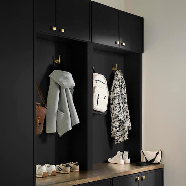 Leyton 36 in. W x 12 in. D x 72 in. D Ready To Assemble Plywood Slim Shaker Hall Tree Opening Cabinet in Raven Black