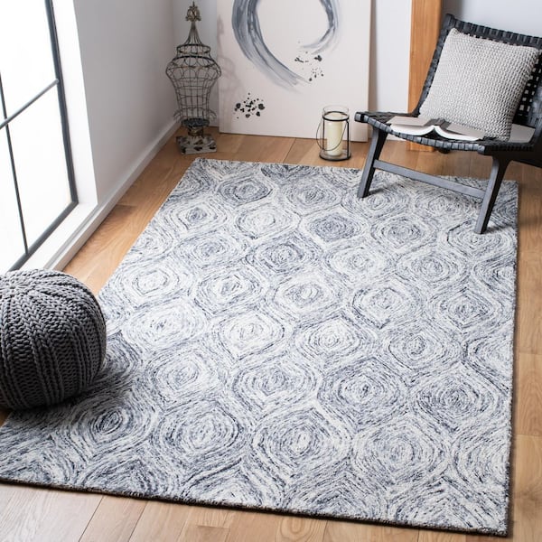Ikat Silver/Grey Doormat 3 ft. x 5 ft. Geometric Solid Color Area Rug