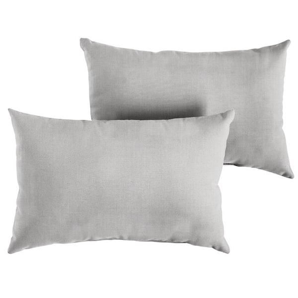 SORRA HOME Sunbrella Pumice Rectangular Outdoor Knife Edge Lumbar Pillows (2-Pack)