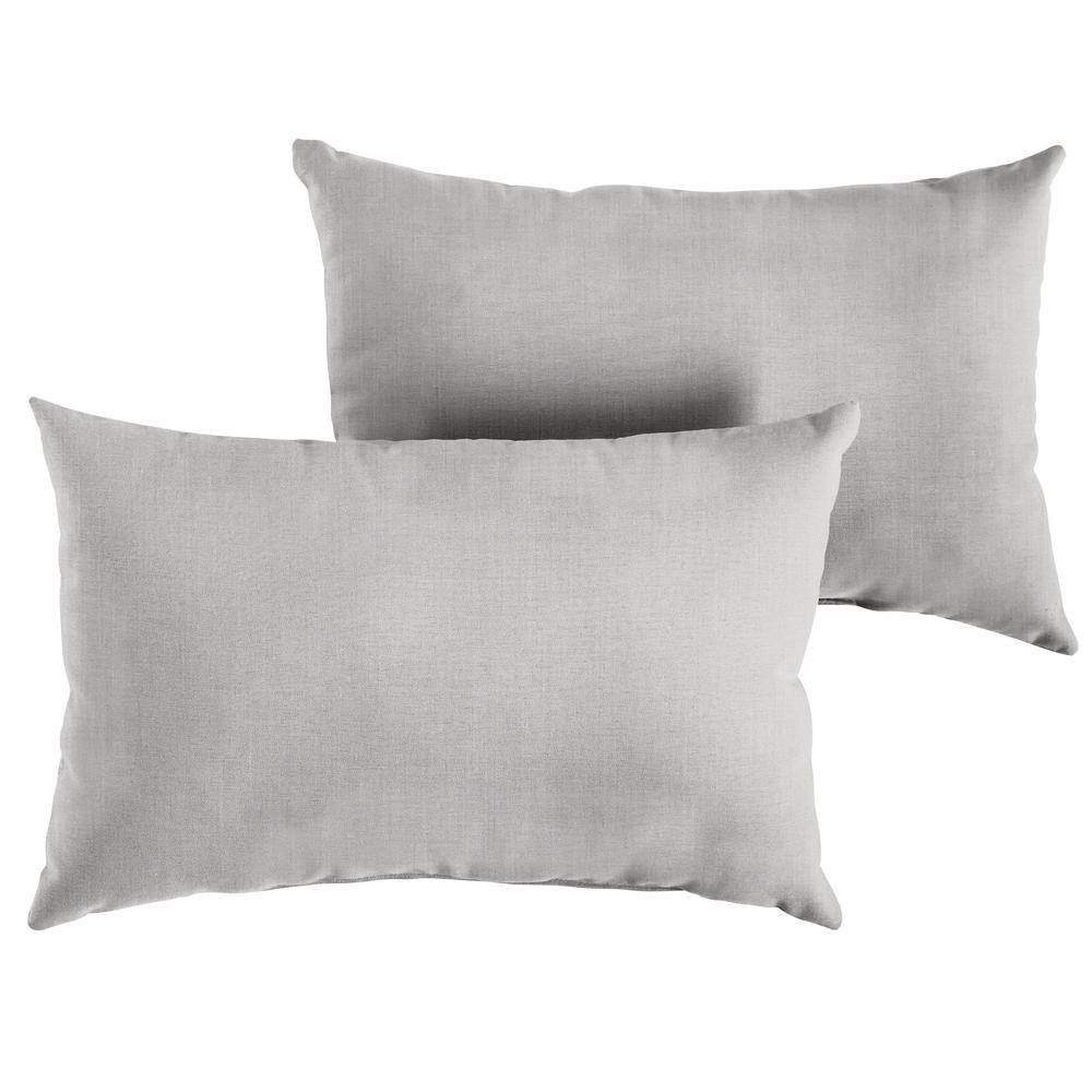 Sunbrella Pumice Rectangular Outdoor Knife Edge Lumbar Pillows (2-Pack)