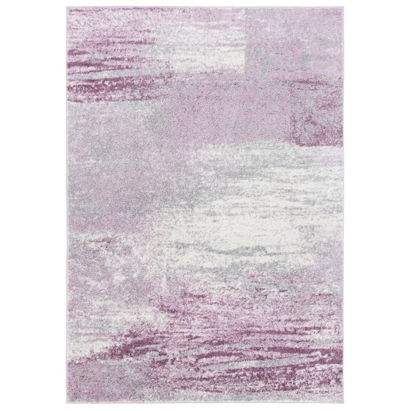 Adirondack 6 ft. x 8 ft. Gray/Purple Solid Color Distressed Area Rug