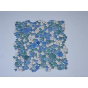 Glass Tile Love At First SightMulticolor Pebble Mosaic Glossy Glass Wall Tile