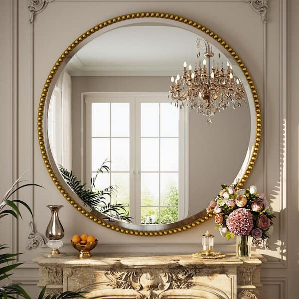 XRAMFY Antique Gold 36 in. W x 36 in. H Round With Decoration