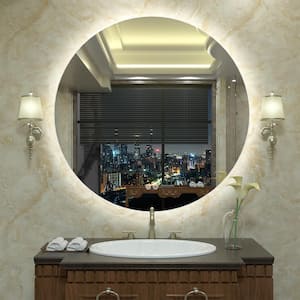 32 in. W x 32 in. H Round Frameless Super Bright LED Backlited Anti-Fog Wall Bathroom Vanity Mirror
