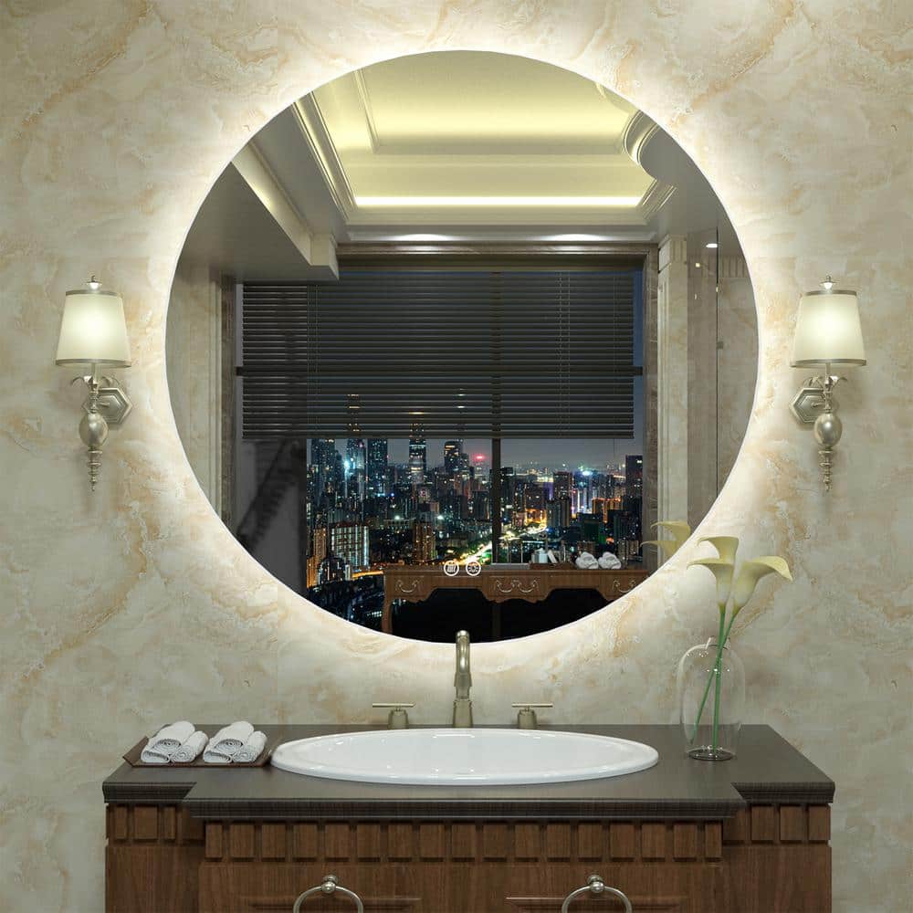 32 in. W x 32 in. H Round Frameless Super Bright LED Backlited Anti-Fog Wall Bathroom Vanity Mirror price history on PriceWatchPro