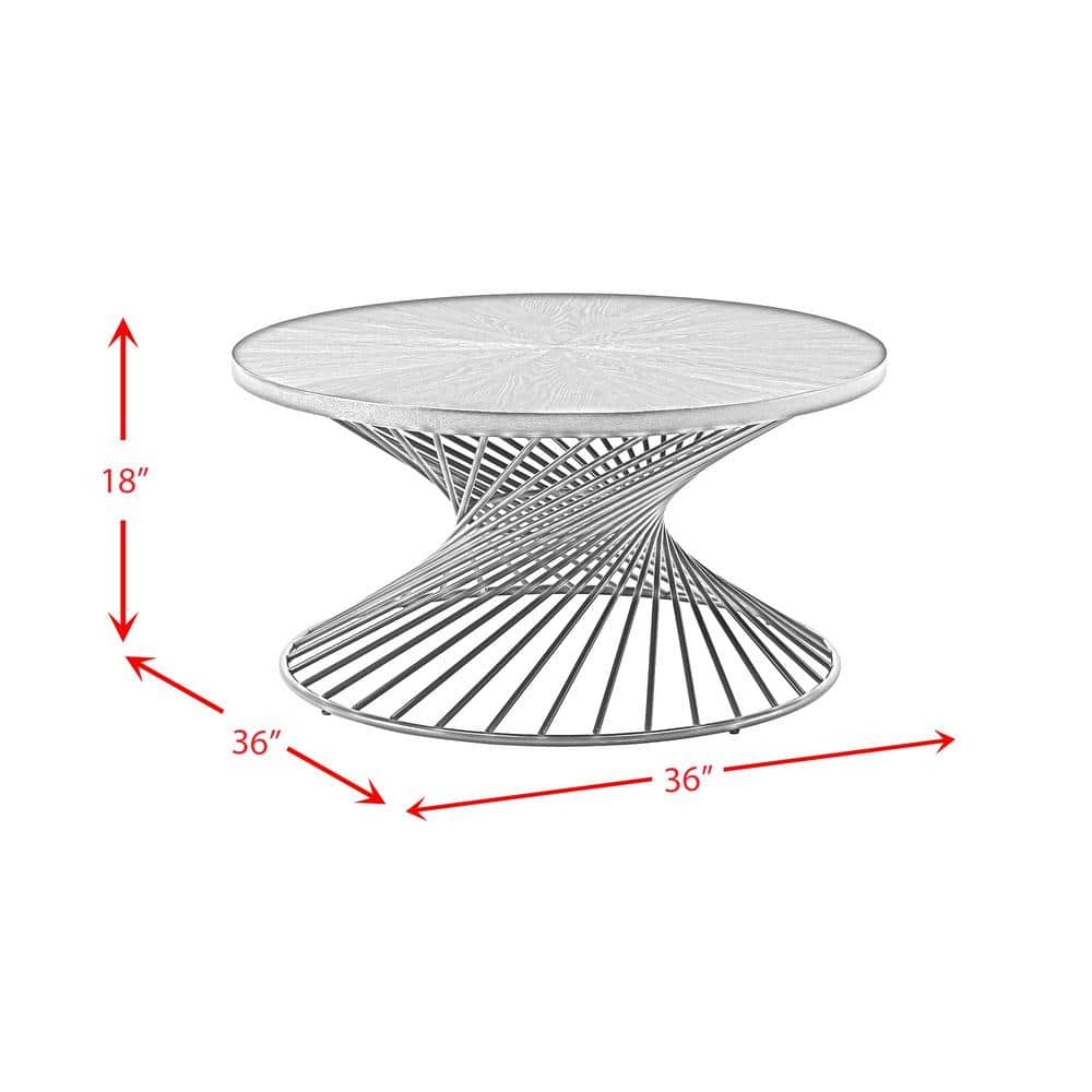 Williams Round Walnut Wood and Metal Coffee Table