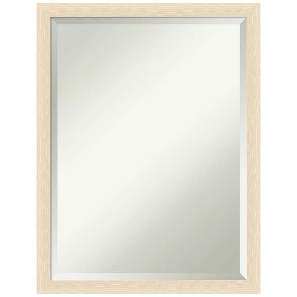 Amanti Art Woodgrain Stripe 20 in. x 26 in. Beveled Casual Rectangle Wood Framed Wall Mirror in Brown