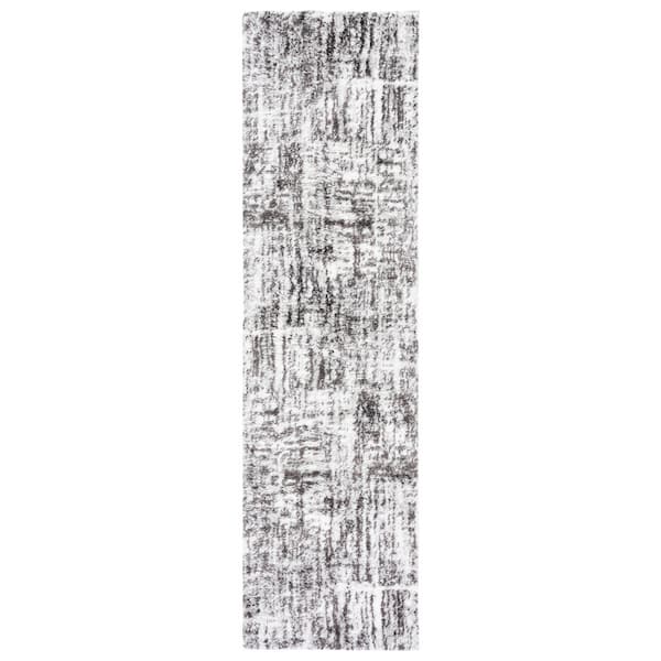 SAFAVIEH Berber Shag 2 ft. x 10 ft. Gray/Dark Gray Abstract Striped Runner Rug