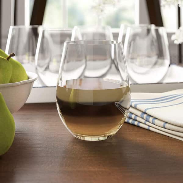 Numhew 6 Pcs Red and White 18 oz. Stemless Wine Glass with Durable Chip Resistant Rim, Large Wine Glasses for Enhanced Aeration