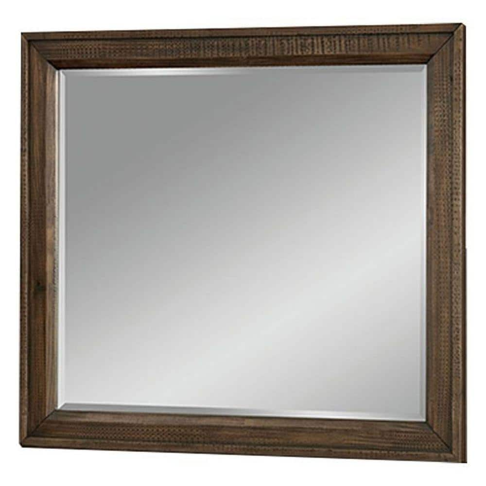 Benjara 37 In. X 42 In. Modern Style Square Framed Brown Wooden ...