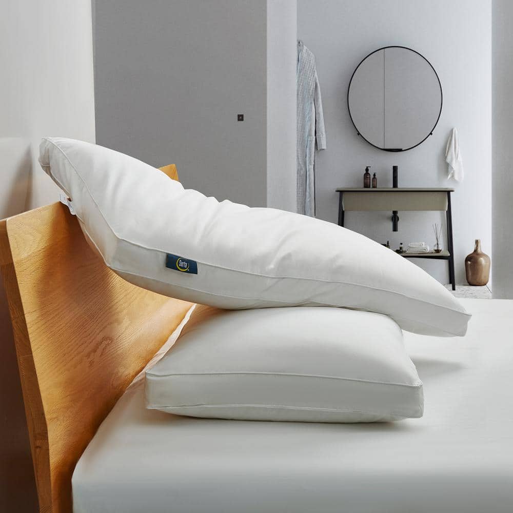 King White Goose Feather Down Fiber Side Sleeper Pillow Set