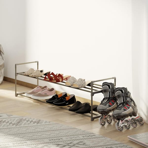 Home-Complete Shoe Rack with 2 Shelves Two Tiers for 12 Pairs For Bedroom,  Entryway, Hallway, and Closet- Space Saving Storage