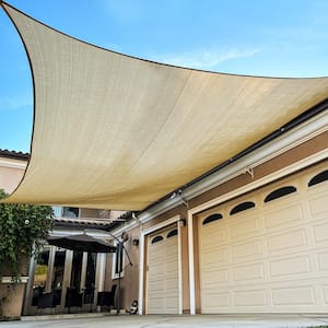 20 ft. x 20 ft. Sand Square Sun Shade Sail For Backyard Deck Outdoor