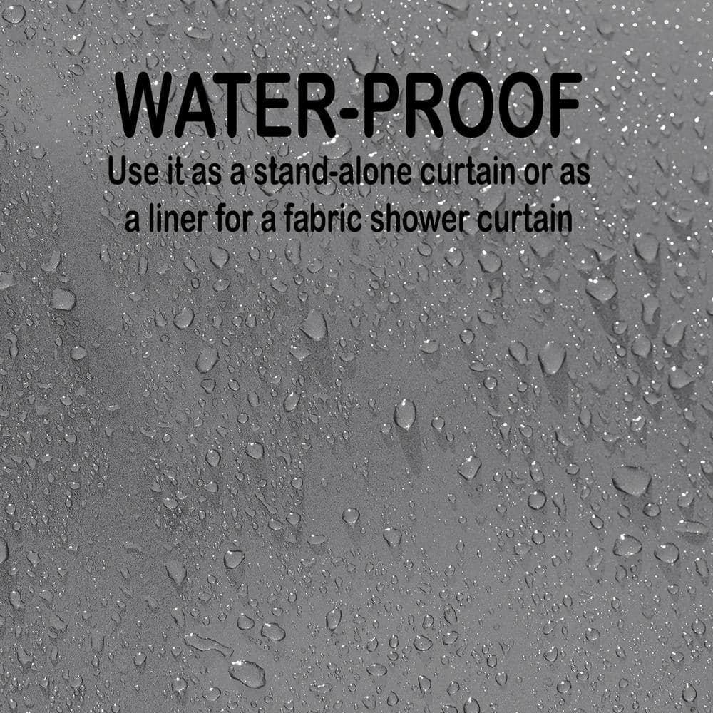 Gray Polyester Hookless Stall Shower Curtain with Matching Rings
