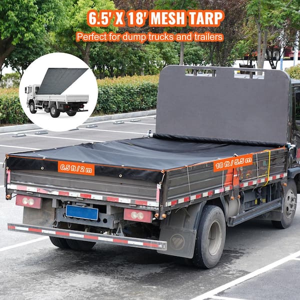 VEVOR PVC Coated Black Dump Truck Mesh Tarp 6.5 x 18 ft. Heavy