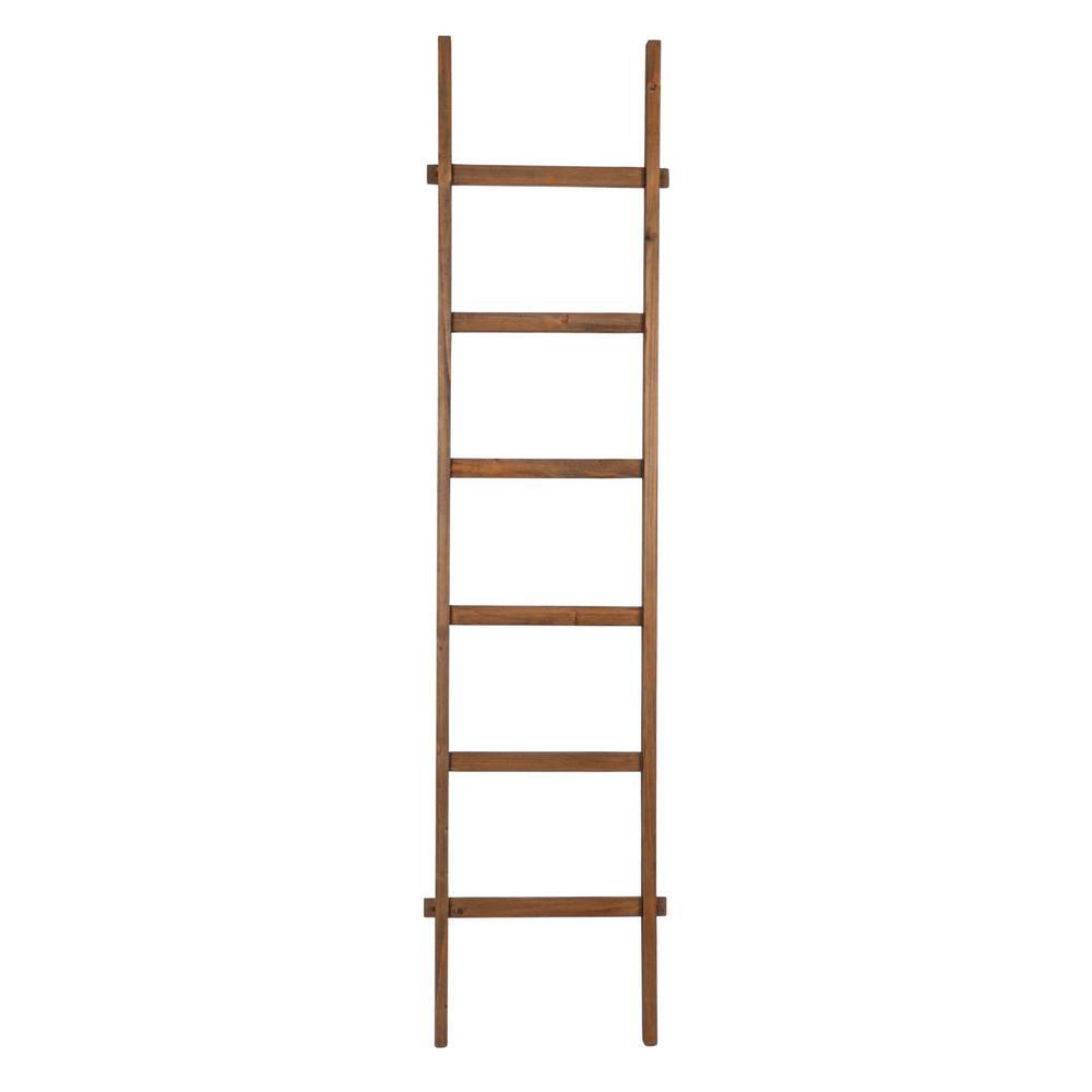 Rustic Natural Wood Decorative Ladder with 6 Rungs