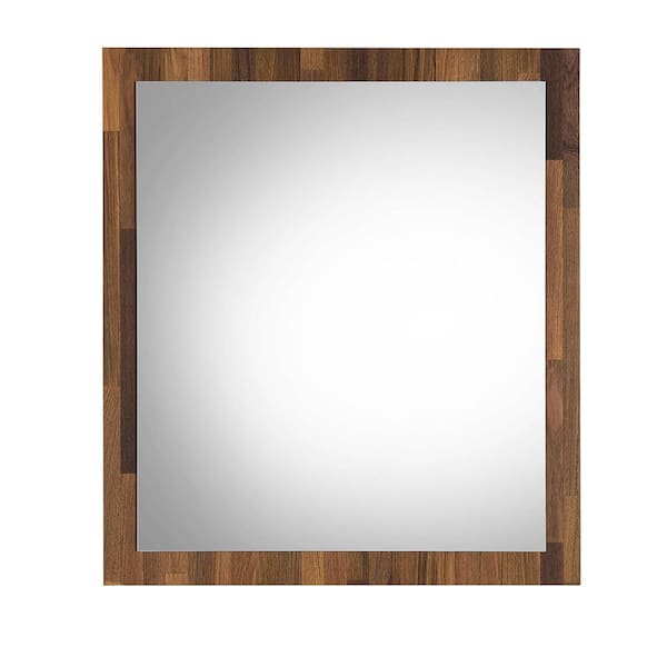 Acme Furniture Hestia 1 in. x 32 in. Rustic Rectangle Framed Walnut Finish Decorative Mirror