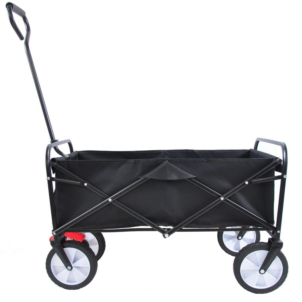 4.82 cu. ft. Metal Folding Garden Cart Shopping Beach Cart Black