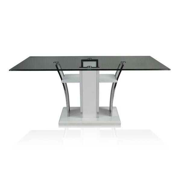 Chrome Glass Dining Table Seats, Rectangular Pedestal Table White