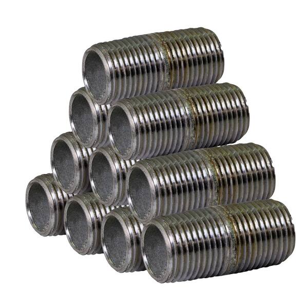 PLUMBFLEX 2-1/2 in. Closed Galvanized Steel Pipe Nipple (10-Pack ...
