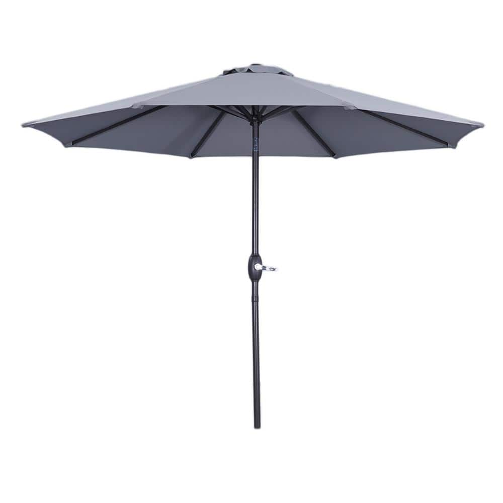 9 ft. Outdoor Market Patio Umbrella Flip Umbrella with Crank in Gray