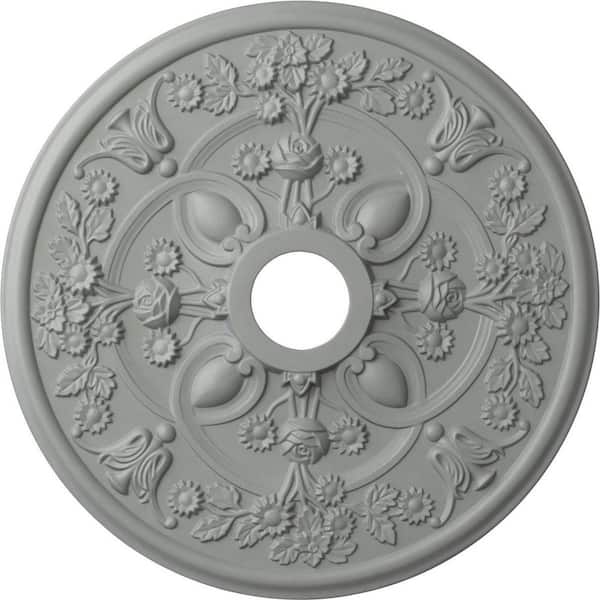 Ekena Millwork 30 7/8" x 3-5/8" ID x 1-3/8" Rose Urethane Ceiling Medallion (Fits Canopies up to 5-1/4"), Primed White