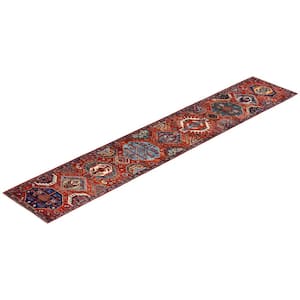 Serapi One-of-a-Kind Traditional Orange 2 ft. x 14 ft. Runner Hand Knotted Tribal Area Rug