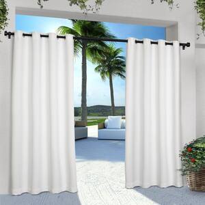 Cabana Winter White Solid Light Filtering Grommet Top Indoor/Outdoor Curtain, 54 in. W x 84 in. L (Set of 2)