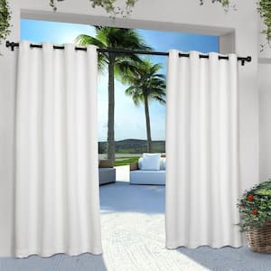 Cabana Winter White Solid Light Filtering Grommet Top Indoor/Outdoor Curtain, 54 in. W x 96 in. L (Set of 2)
