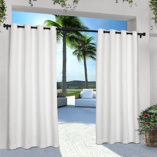 EXCLUSIVE HOME Cabana Winter White Solid Light Filtering Grommet Top Indoor/Outdoor Curtain, 54 in. W x 96 in. L (Set of 2)