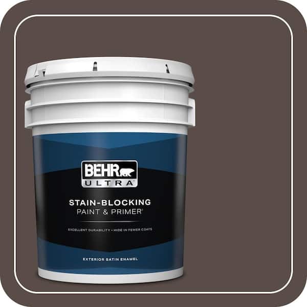 BEHR ULTRA 5 gal. #PPU5-19 Dark Truffle Satin Enamel Exterior Paint & Primer