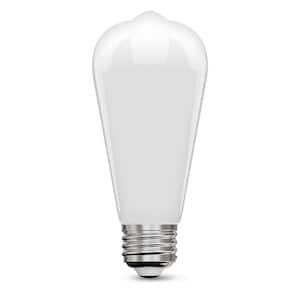 40-Watt Equivalent ST19 Dimmable Straight Filament E26 Opal LED Light Bulb, Soft White 2700K (1-Pack)
