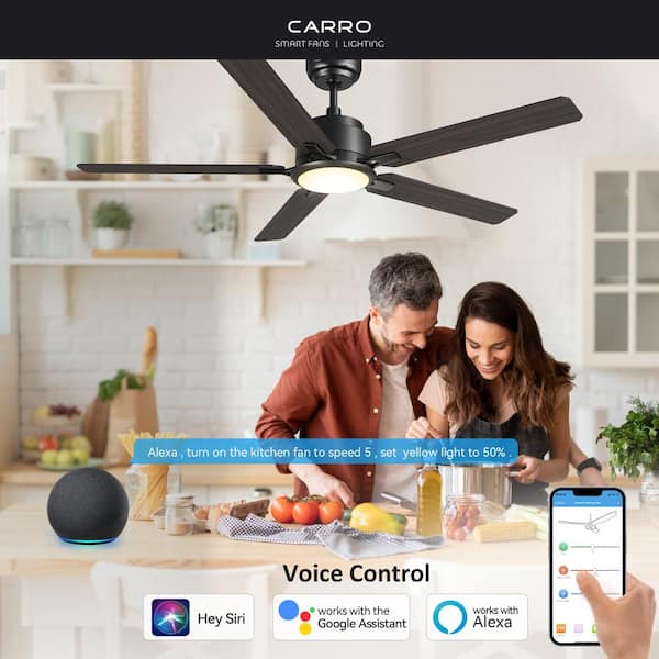 Essex 60 in. Dimmable LED Indoor/Outdoor Black Smart Ceiling Fan with Light and Remote, Works with Alexa/Google Home