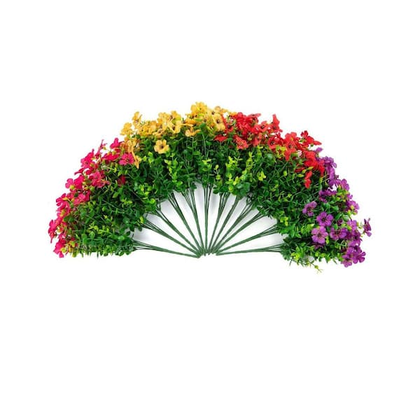 Unbranded Colorful Mix Daisy Artificial Outdoor Flowers Branch Stem 5 in. 12 Bundles UV Resistant Home Garden Porch Decor Daisies