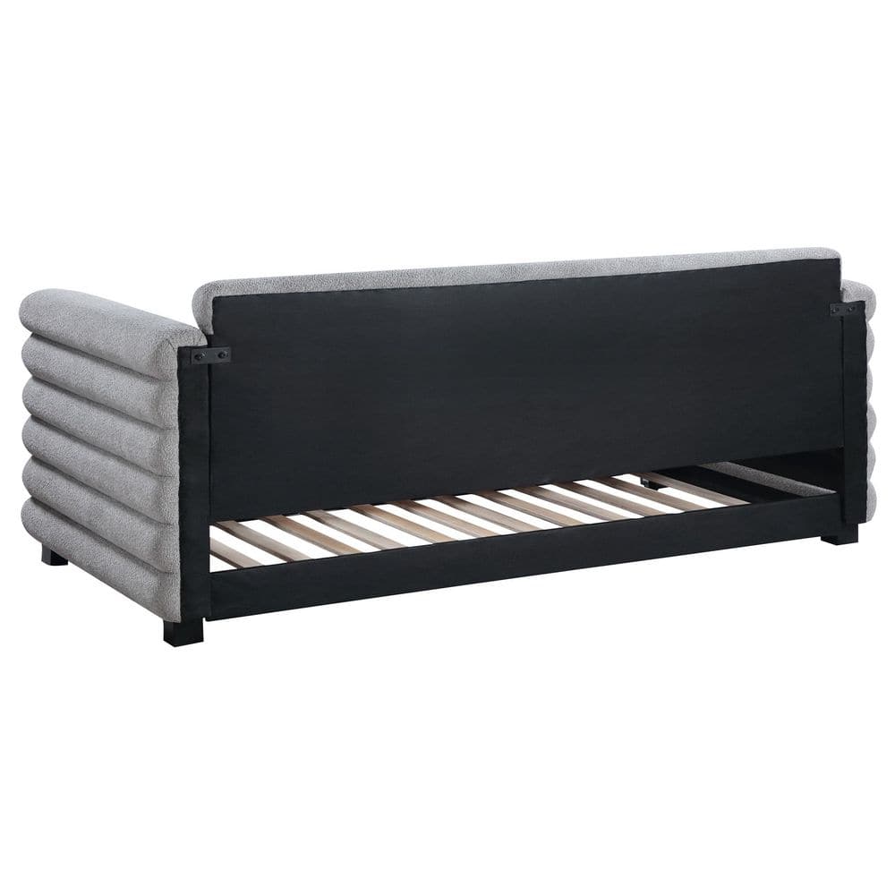 Gray Boucle Upholstered Twin Daybed with Trundle