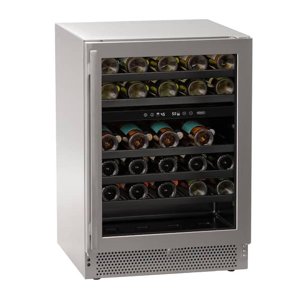 24 in. Dual-Zone Wine Cooler 45 Wine Bottles in Stainless Steel Glass Door