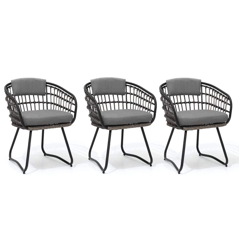 Pellebant Outdoor Patio Wicker Dining Chairs PE Rattan Seating Set with ...