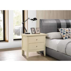 Primo 2-Drawer Beige Nightstand (24 in. H x 19 in. W x 15.5 in. D)
