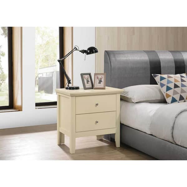 AndMakers Primo 2-Drawer Beige Nightstand (24 in. H x 19 in. W x 15.5 in. D)