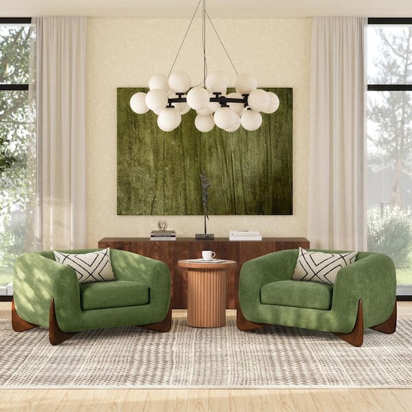 Jennifer Taylor Alpine 44 in. Sherpa Living Room Arm Chair Moss