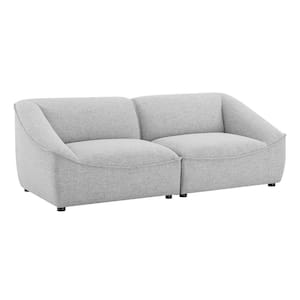 Comprise 2-Piece 75 in. Light Gray Fabric 2 seat Straight Symmetrical Loveseats