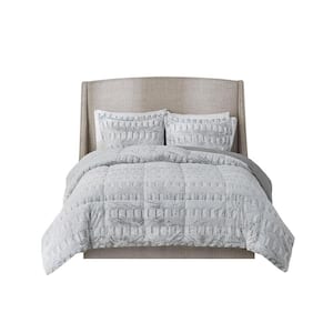 Margot Polyester Gray/White Faux Fur Twin/Twin XL Comforter Set